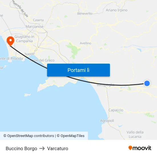 Buccino Borgo to Varcaturo map