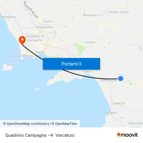 Quadrivio Campagna to Varcaturo map