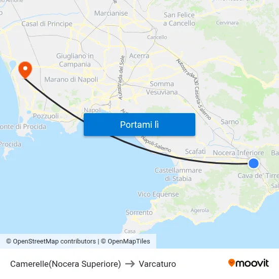 Camerelle(Nocera Superiore) to Varcaturo map