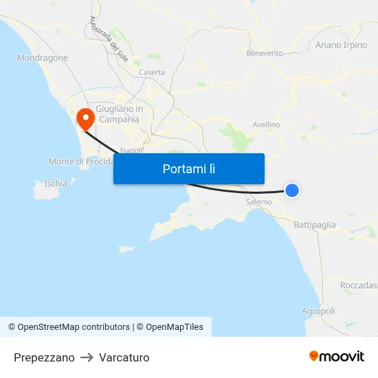 Prepezzano to Varcaturo map