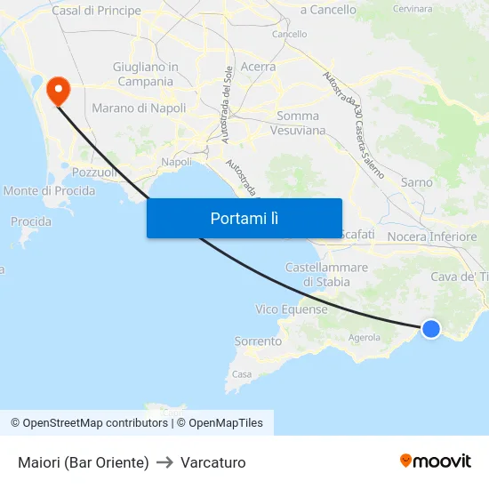 Maiori (Bar Oriente) to Varcaturo map
