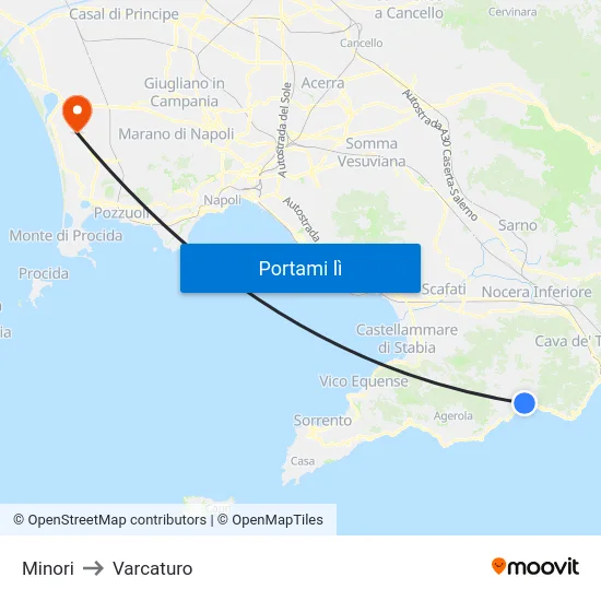 Minori to Varcaturo map