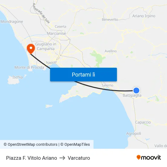Piazza F. Vitolo Ariano to Varcaturo map