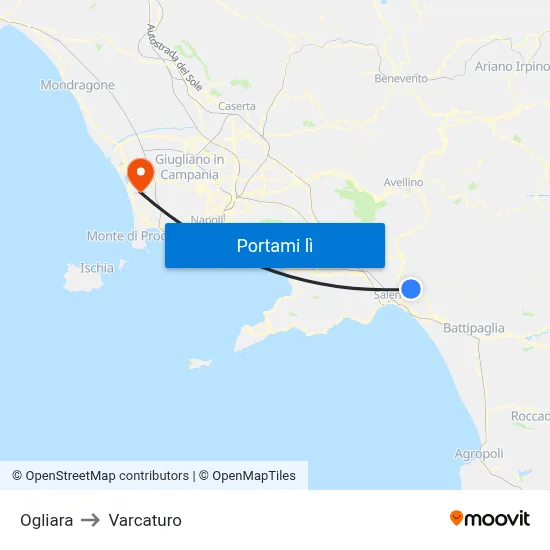 Ogliara to Varcaturo map