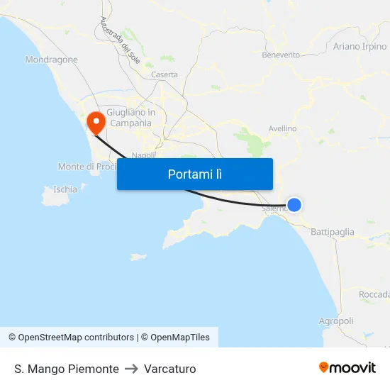 S. Mango Piemonte to Varcaturo map