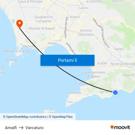 Amalfi to Varcaturo map