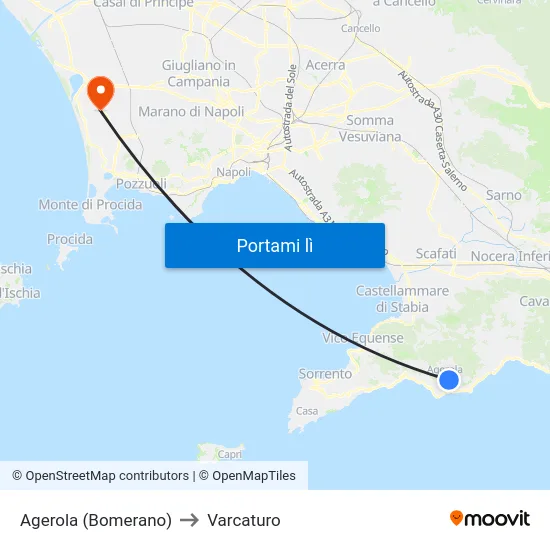 Agerola (Bomerano) to Varcaturo map