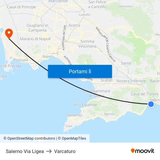 Salerno Via Ligea to Varcaturo map