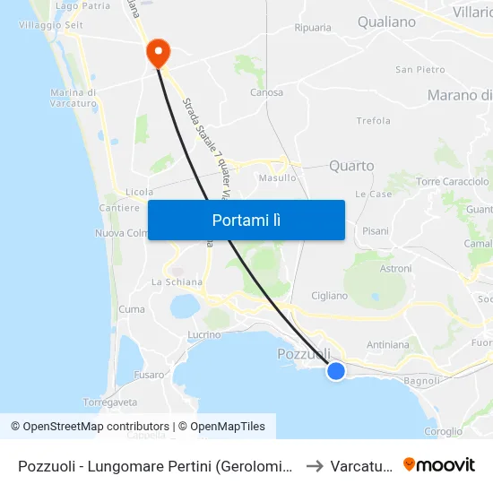 Pozzuoli - Lungomare Pertini (Gerolomini) to Varcaturo map