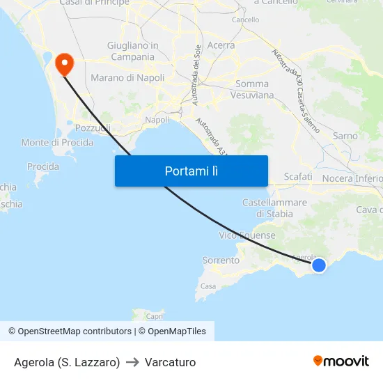 Agerola (S. Lazzaro) to Varcaturo map