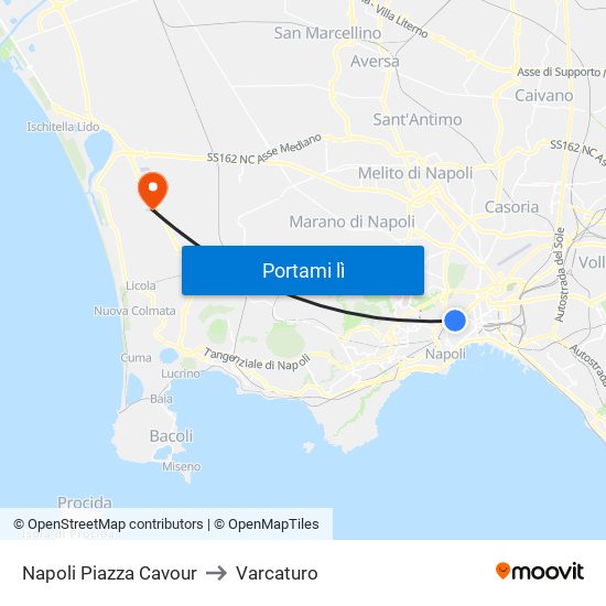 Napoli Piazza Cavour to Varcaturo map