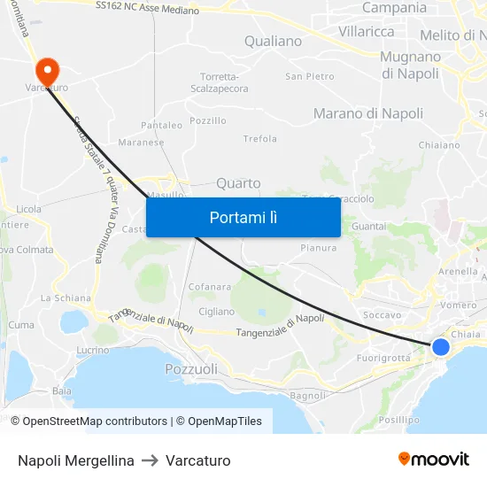 Napoli Mergellina to Varcaturo map