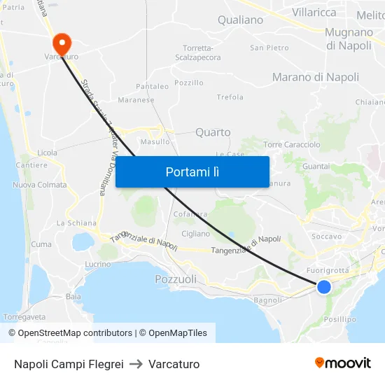Napoli Campi Flegrei to Varcaturo map