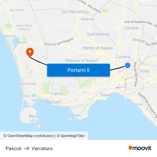 Pascoli to Varcaturo map
