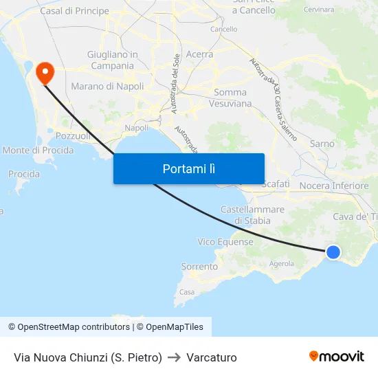 Via Nuova Chiunzi (S. Pietro) to Varcaturo map