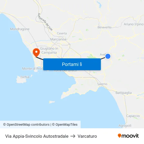 Via Appia-Svincolo Autostradale to Varcaturo map