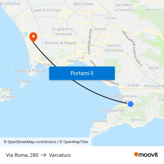 Via Roma, 280 to Varcaturo map