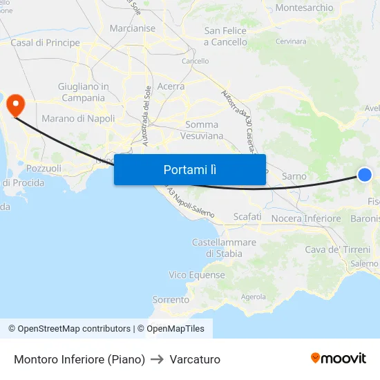 Montoro Inferiore (Piano) to Varcaturo map