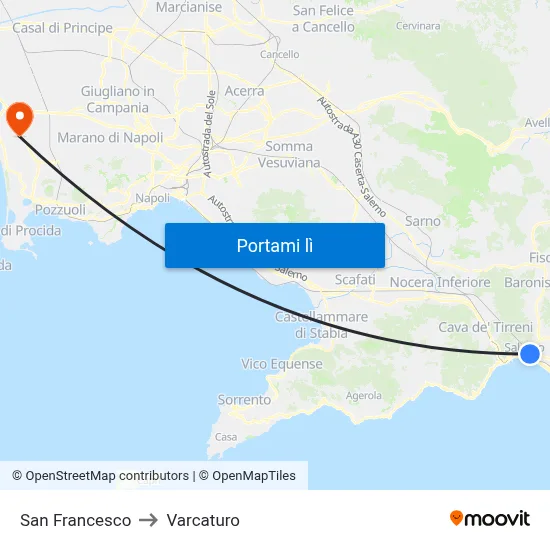 San Francesco to Varcaturo map