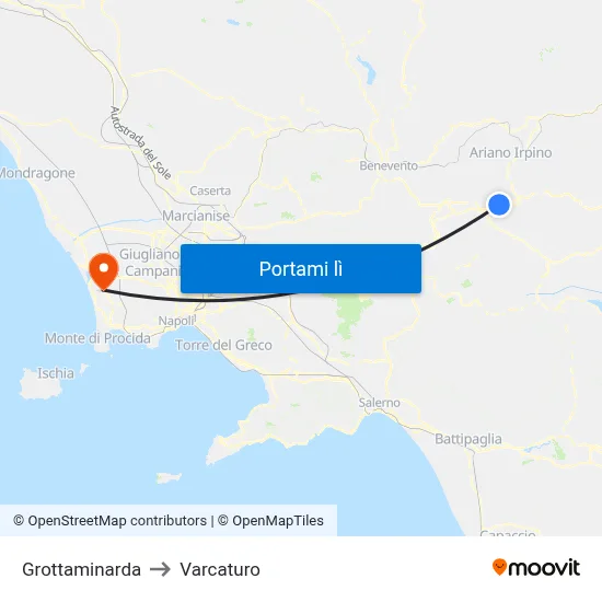 Grottaminarda to Varcaturo map