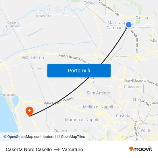 Caserta Nord Casello to Varcaturo map