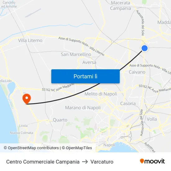 Centro Commerciale Campania to Varcaturo map