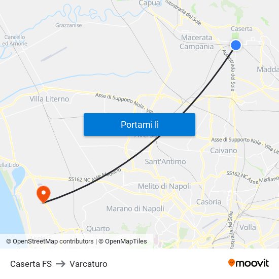 Caserta FS to Varcaturo map