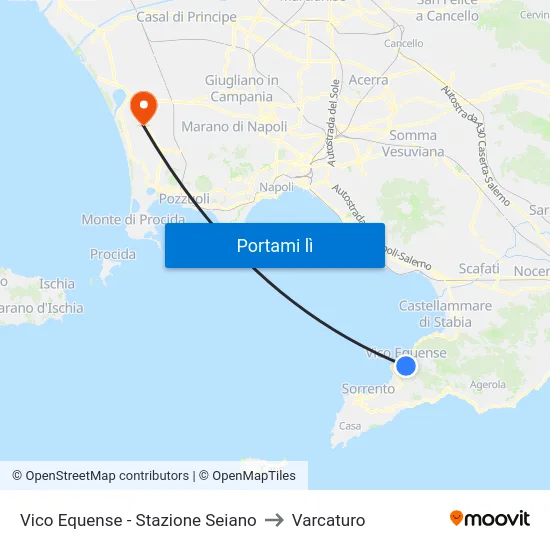 Vico Equense - Stazione Seiano to Varcaturo map