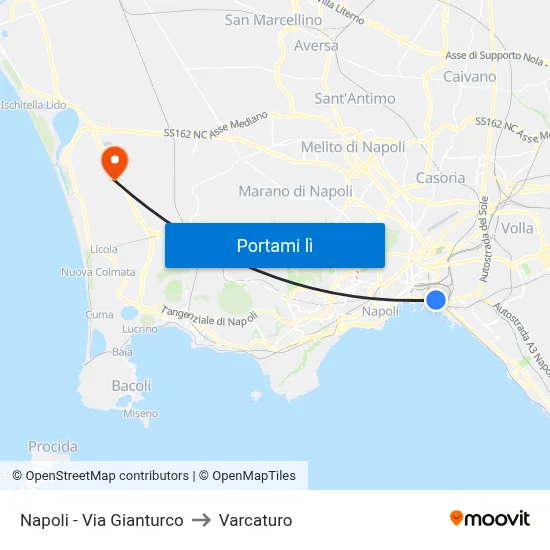 Napoli - Via Gianturco to Varcaturo map