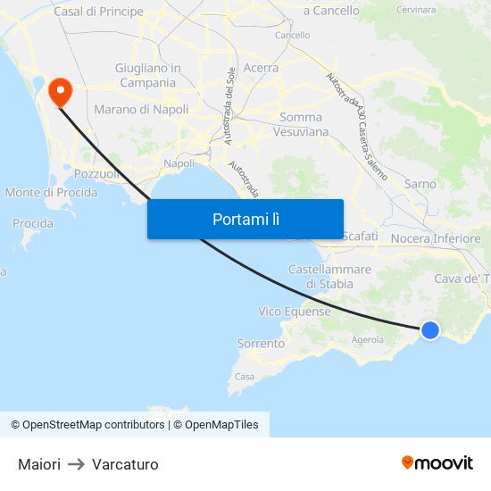 Maiori to Varcaturo map