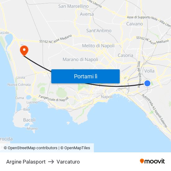 Argine Palasport to Varcaturo map