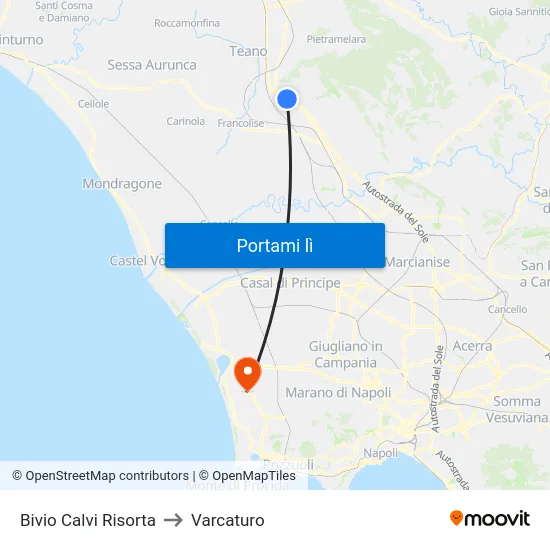 Bivio Calvi Risorta to Varcaturo map