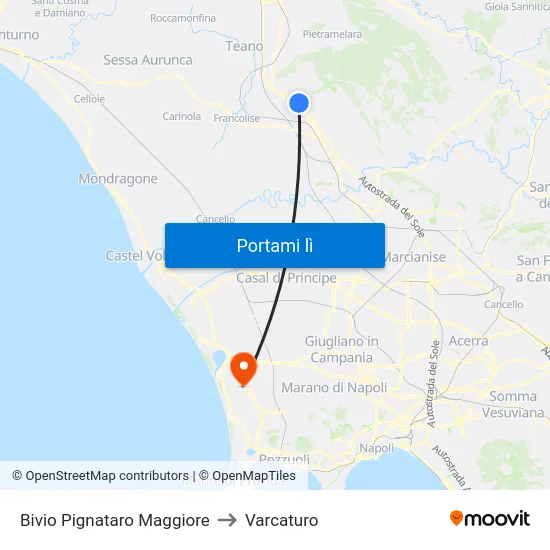 Bivio Pignataro Maggiore to Varcaturo map