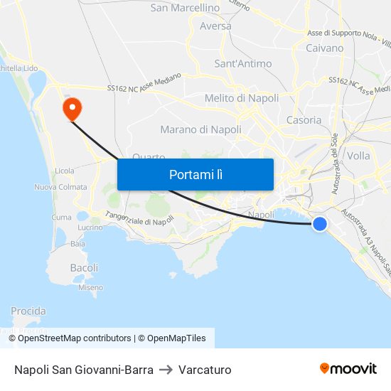Napoli San Giovanni-Barra to Varcaturo map