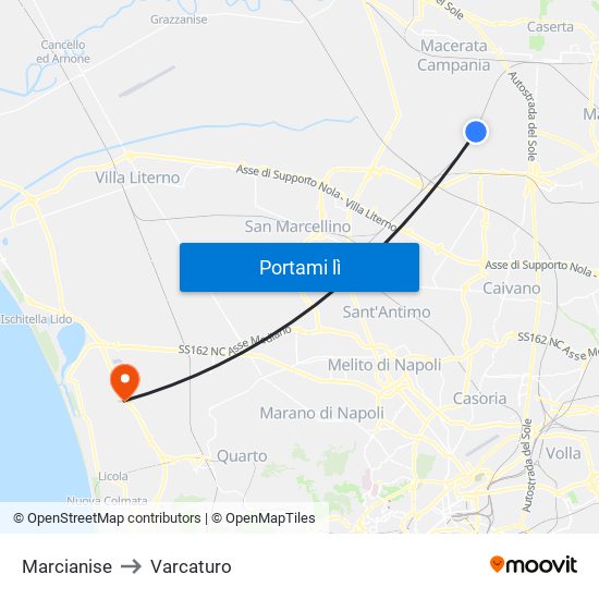 Marcianise to Varcaturo map