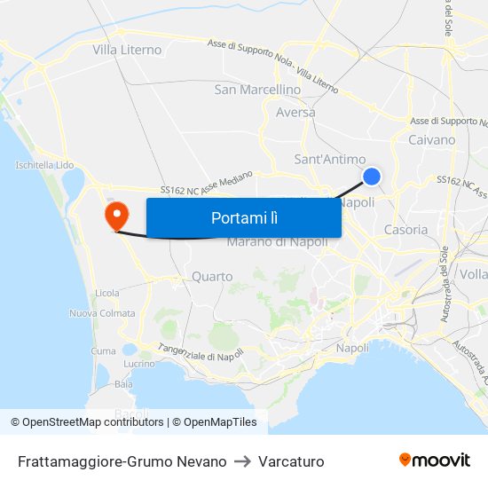 Frattamaggiore-Grumo Nevano to Varcaturo map