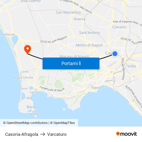 Casoria-Afragola to Varcaturo map