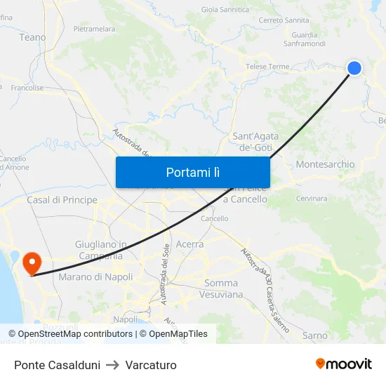 Ponte Casalduni to Varcaturo map