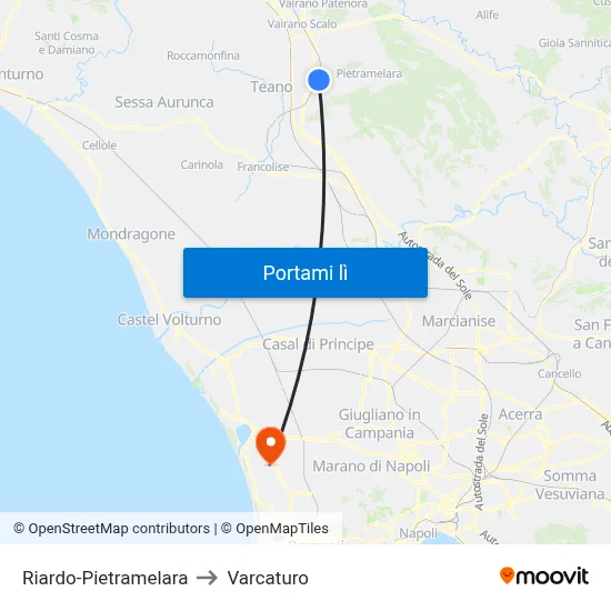 Riardo-Pietramelara to Varcaturo map