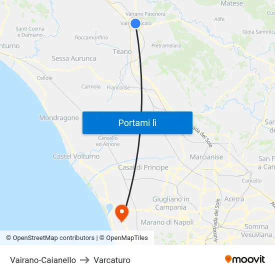 Vairano-Caianello to Varcaturo map