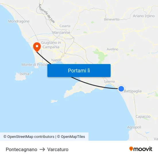 Pontecagnano to Varcaturo map