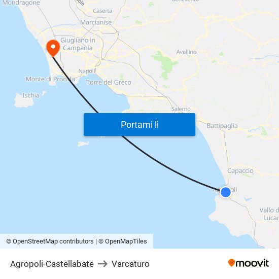 Agropoli-Castellabate to Varcaturo map