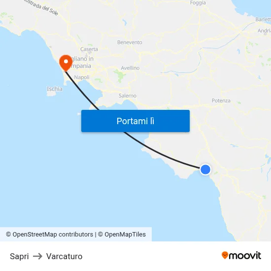 Sapri to Varcaturo map