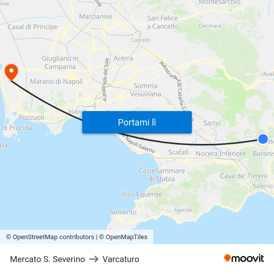 Mercato S. Severino to Varcaturo map