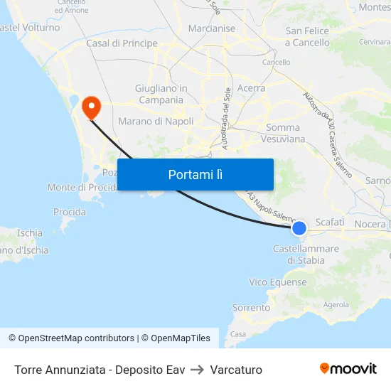 Torre Annunziata - Deposito Eav to Varcaturo map