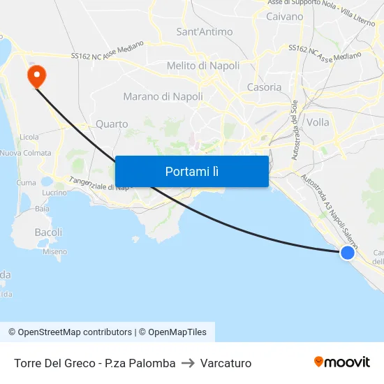 Torre Del Greco - P.za Palomba to Varcaturo map