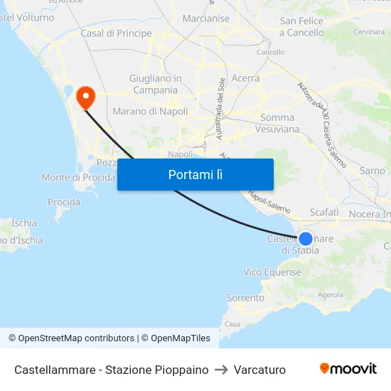 Castellammare - Stazione Pioppaino to Varcaturo map