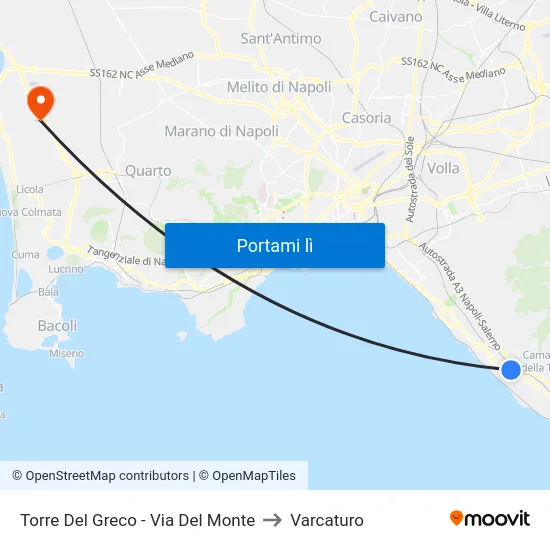 Torre Del Greco - Via Del Monte to Varcaturo map