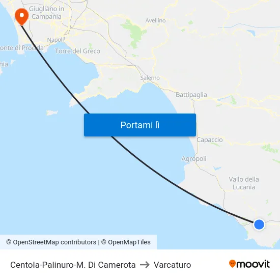 Centola-Palinuro-M. Di Camerota to Varcaturo map