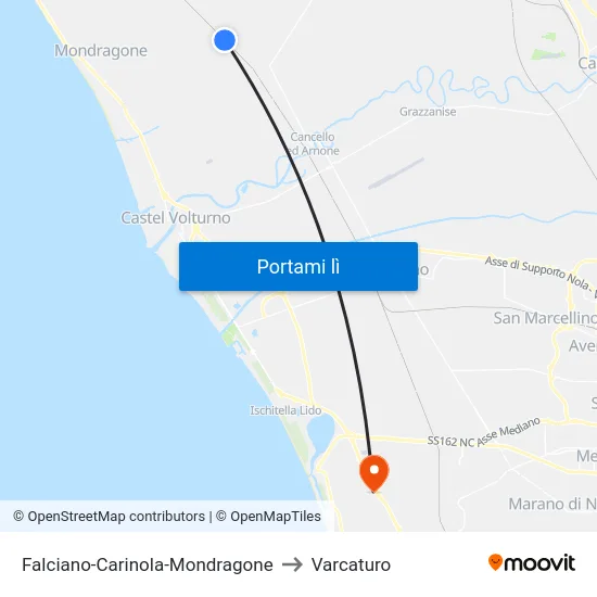 Falciano-Carinola-Mondragone to Varcaturo map